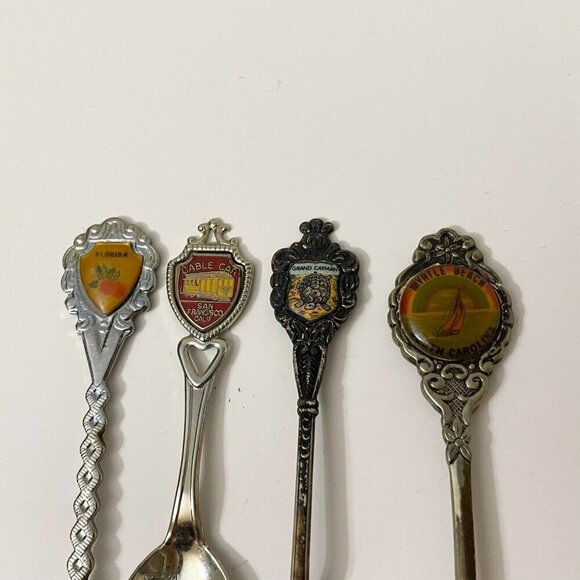 Vintage Lot of 10 Souvenir Spoons Nevada Florida Miami Lake Placid Flaws - Picture 8 of 16